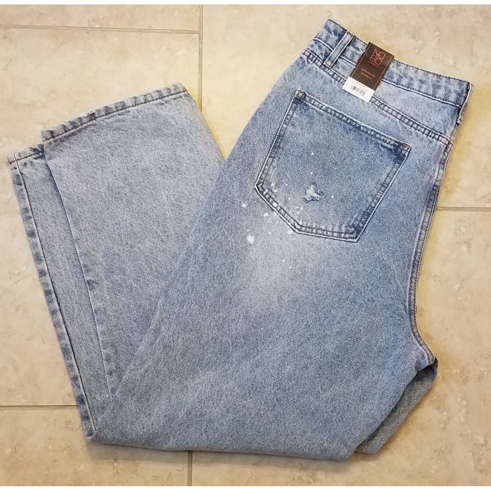 No Boundaries High-Rise 90s Straight Leg Jeans‎ Light Wash Distressed Jrs Sz 17